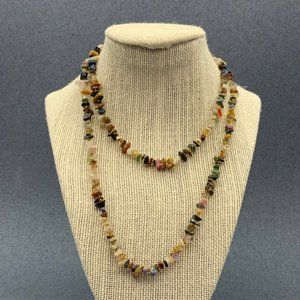 Multicolor MOP Necklace 36" Cream Gold Orange Amber Green Blue Purple